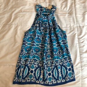 Lucy & Laurel Blue Floral Halter Tank